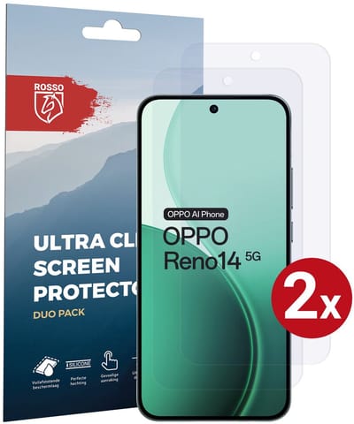 Rosso Screen Protector Geschikt voor Oppo Reno 14 | Ultra Clear Duo Pack | TPU Folie | Case Friendly Beschermfolie | 2 Stuks