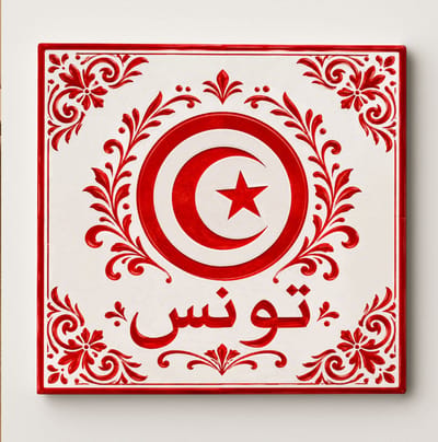 Tunesië Decoratieve Keramische Tegel – Tunesische Halve Maan Ster Wandtegel – Rood Wit Heritage Souvenir Cadeau