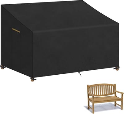 Famanu - 2-zits tuinbankhoes, waterdicht, polyrotan, beschermhoes, zitgroep, bankhoes, tuinbank, afdekhoes, zithoes voor tuinmeubelen, balkon, terras, 135 x 70 x 63/89 cm