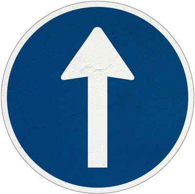 Verplichte rijrichting bord - D4 | Sign Again materiaal | 10 cm