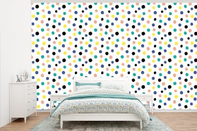 Behang - Fotobehang Stippen - Patronen - Geel - Breedte 345 cm x hoogte 220 cm