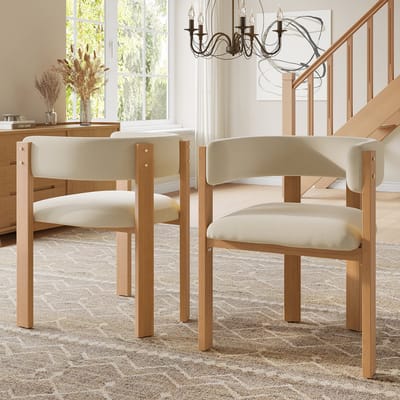 MIVRAY Eetkamerstoel 47 x 48 x 72,5 cm - Ergonomisch En Dik Gevoerd - Set Van 2 Voor Eetkamer En Woonkamer - Flanel Beige