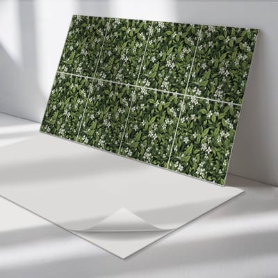 Wallfluent Vinyl Wandpaneel - Bloemen plantenpatroon Vinyl Wandbekleding - 100 cm x 50 cm - Groente PVC wandpaneel - 1 stuk - Rechthoekig Wandbekleding Vinyl - Bloemen en planten Wandpaneel - Zelfklevend Muurpaneel - Wandpaneel Keuken en Badkamer