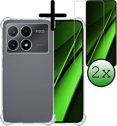 Hoesje Met Screenprotector - 2 Stuks - Geschikt voor Xiaomi Poco X6 Pro 5G - Sterk & Shockproof - Siliconen Case - Back Cover - Telefoon Hoes - Shock Proof - Transparant