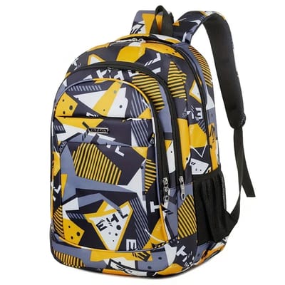Stevige rugzak | geel | 25 liter | meisjes jongens rugzak | schooltas - studentenrugzak | geblokt vakjes patroon | geschikt voor laptop voor jongens en meisjes of heren en dames