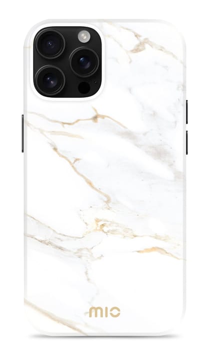 Mio by Mobilize Hoesje geschikt voor Apple iPhone 16 Pro Max MagSafe Telefoonhoesje Hardcase | Mio by Mobilize Backcover | Geschikt voor MagSafe | Geschikt voor Draadloos Opladen met Magnetische Ring | Geschikt voor MagSafe Case - White Marble | Wit