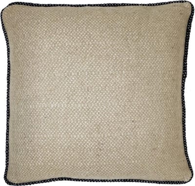 Raven black structure recycled wool square cushion