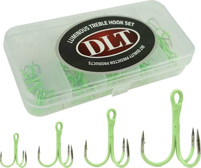 DLT Luminous Treble set 40delig - Maat 10 tot 12- Lichtgevende Dreggen - Incl tacklebox - Roofvissen - Snoek Baars