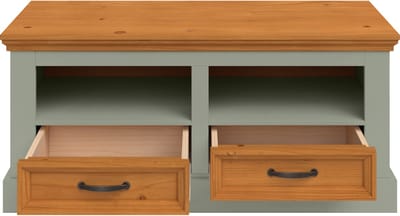 Selma Schoenenbank met 2 Lades en Open Vakken - Massief Grenenhout - 100 x 45 x 45 cm - Groen Grenen