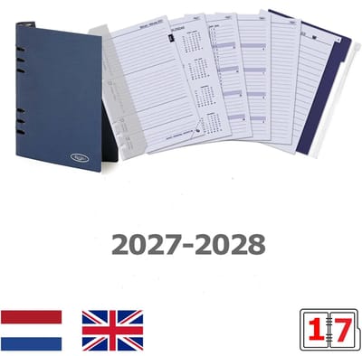Kalpa 6406-27-28 210 x 144 mm A5 Bindmiddel Vulling 1 Week per 2 Paginas EN DE FR NL (een beetje roest op de ringband!) + opbergmap 2027 2028
