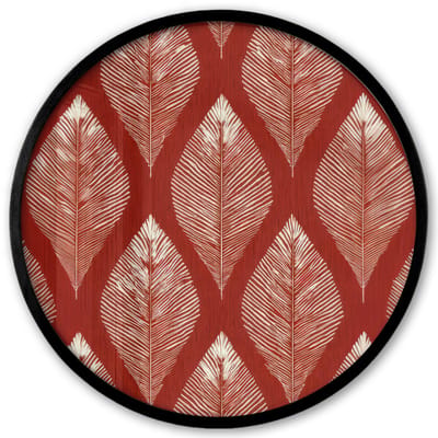 Poster in lijst Rond - Fotolijst 40x40 cm - Posters - Bladeren - Rood - Elegant - Ronde posterlijst zwart - Decoratie - Wanddecoratie woonkamer - Muurdecoratie slaapkamer