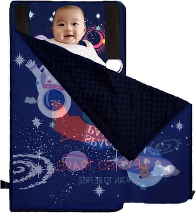 Vliegtuigbed Peuter - Stoelverlenger Kinderen - Comfortabel Reizen - Ingebouwde Deken - 35 x 30 x 3 cm - Blauw