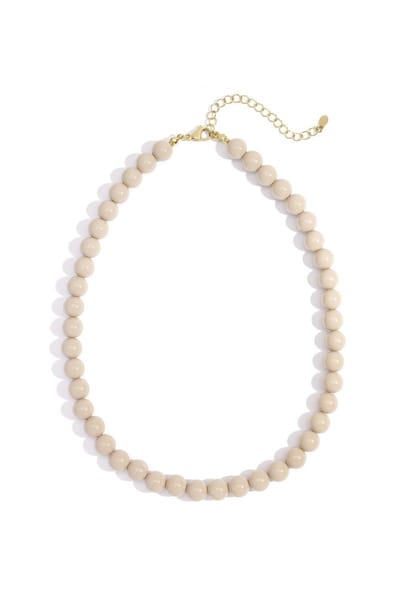 Bijoutheek Collier Kralen 10mm Statement Beige