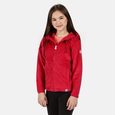 Tapley wandelfleece van geribd velours met rits over de volle lengte en capuchon van Regatta voor kinderen, Sportjas, donker kersenpaars