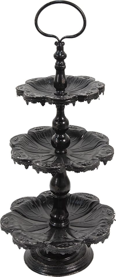 Clayre & Eef Etagère 3 laags Ø 33x71 cm Zwart IJzer