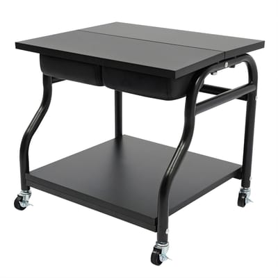 Esthetische Salon Trolley – Opvouwbare Beauty Trolley met 2 Planken en 4 Zwenkwielen met Rem – IJzer & Plywood Voetbad Kar voor Salon en Spa – Zwart