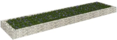 XXL Gabion Plantenbak - Steenkorf 400x100x20 cm - Gegalvaniseerd Staal - Extra Lange Verhoogde Plantenborder - Roestvrij - Zilver