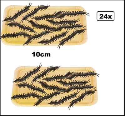 24x Duizendpoot 10cm zwart - Halloween creepy griezel insect horror