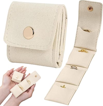 Opbergtas - Ringendoos - Mini reistas, kleine reistas en opbergtas, draagbare, opvouwbare mini reistas, reistas opbergtas met ringband, kettingband (wit)