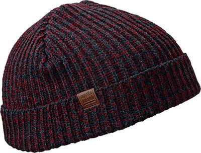 Korte rolmuts zeemansmuts herenmuts fisherman muts van acryl kleur bordeaux rood one size