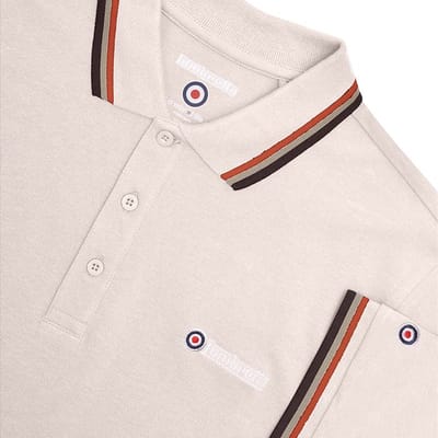 Lambretta Heren SS25 Driekleurige Poloshirt (Havermout)