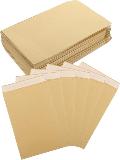 Set van 50 Zelfklevende Venster Enveloppen voor Trouwaankondigingen en Verjaardagskaarten, Bruin, 16.2 x 22.9 cm, Perfect voor Kaarten, Post en Verzenddoeleinden