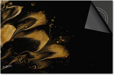 Inductie beschermer 60x60 - afdekplaat inductie mat - Dietrix Kookplaat beschermer - Exclusief - Black en Gold - Olie goud bloem