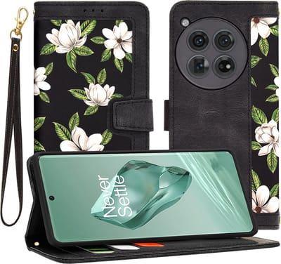 Hoesje geschikt voor OnePlus 12 - Techsuit FlipCraft Book Wallet Case met koord - Flowers of the Dawn
