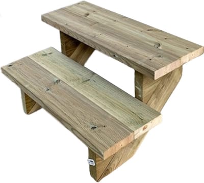 BERLIN Houten Buitentrap - 2 Open Treden 37 cm Hoog - 100 cm Breed