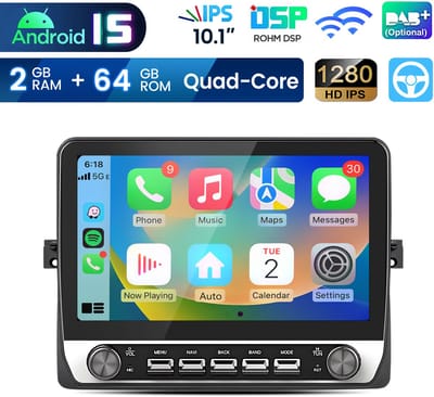 Junsun Android 15 Autoradio Geschikt Voor BMW E46 3er 318 320 325 Accessoires, 2GB+64GB, Draadloze CarPlay, DAB+, GPS-Navigatie, Bluetooth, 10.1-inch Touchscreen, DSP, Quad-core processor