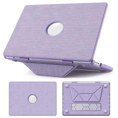 Compatibel voor MacBook Air 13 inch hoesje M5 M4 M3 M2 2026-2022 A3449 A3240 A2681 A3113, opvouwbare standaard, plastic harde schaal geweven stof voor lucht 13,6（paars）