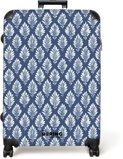 NoBoringSuitcases.com® - Koffer groot - Reiskoffer lichtgewicht - Barok patroon blauw - Rolkoffer met 4 wielen - Grote trolley XL - 98 liter bagage