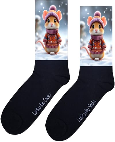 Muis - Opkikker - Grappige sokken - Valentijns cadeau - Verjaardag cadeau - Sint cadeau - Leuke sokken - Sneeuw - Natuur - Vrolijke sokken - Cadeautje - Grappige cadeau - Kerstsokken - Vaderdag - Moederdag - Socks maken Happy - 37-44