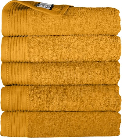 The One Towelling Hotelkwaliteit Handdoeken Set - 5 Stuks - 50 x 100 cm - 450 g/m2 - 100% Katoen - Zacht en Absorberend - Okergeel