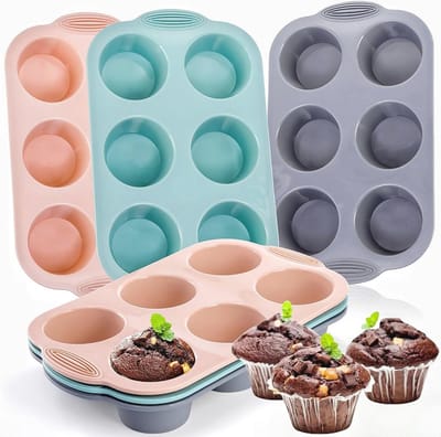 Siliconen Muffinpan - 6-holte Antiaanbak Bakvormen voor Cupcakes en Desserts - Vaatwasmachinebestendig