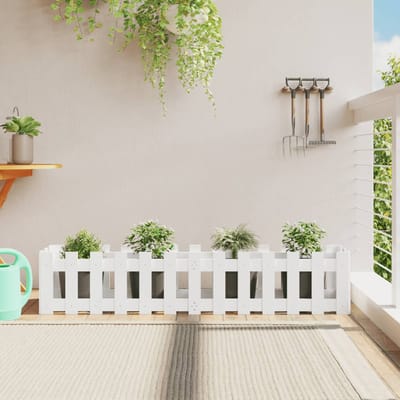 vidaXL - Plantenbak - verhoogd - hekontwerp - 150x30x30 - cm - grenenhout - wit
