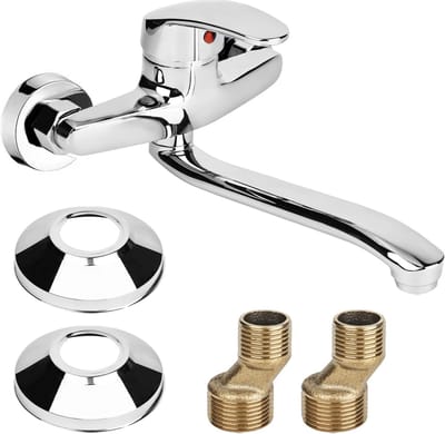 Dailygoods- Keukenkraan 360° draaibaar - Wandmontage - Mengkraan - Dubbele functie - Twee sproeimodi - Hoogdruk bubbler - Buitenkraan