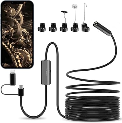 Endoscoopcamera 1920p HD-endoscoopcamera met licht, 8 LED-lampen, Ip67 type C-slangencamera, inspectiecamera voor iPhone, iPad en OTG Android-apparaten (5 m)
