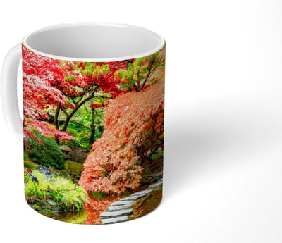 Mok - Koffiemok - Bomen - Japans - Stenen - Pad - Natuur - Mokken - 350 ML - Beker - Koffiemokken - Theemok
