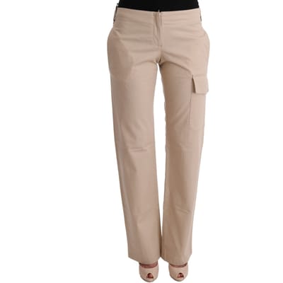 Beige Rechte Casual Broek