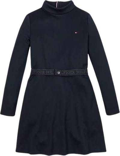 Tommy Hilfiger Kids Jurk met Ceintuur - Girls - Donkerblauw - 12 jaar