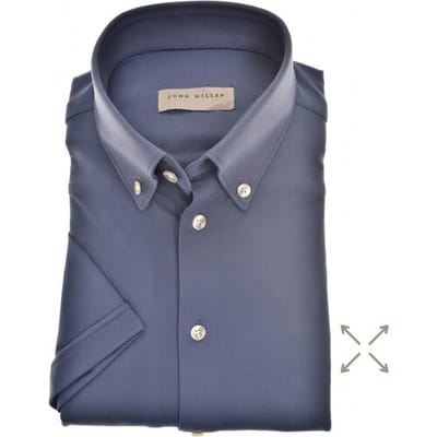 John Miller Overhemd Hyperstretch Slim-Fit Short Sleeve Donker Blauw / male