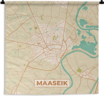 Wandkleed - Wanddoek - Plattegrond - Kaart - Stadskaart - Maaseik - België - 180x180 cm - Wandtapijt