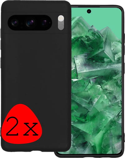 Hoesje 2 Stuks - Geschikt voor Google Pixel 8 Pro - Sterk & Shockproof - Case Siliconen - Back Cover - Telefoon Hoes - Zwart