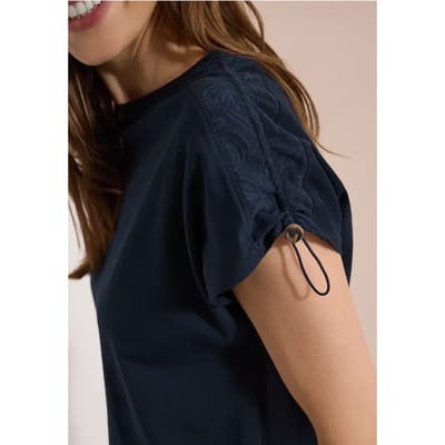 Shirt met rimpels in effen kleur