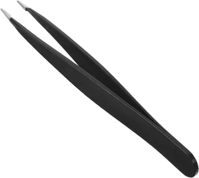 Pincet Roestvrij Staal - Splinterverwijderaar Haar Pincet - Precisie Ontharen - Fijn Afgewerkte Punten - 14 Gram - Zwart