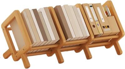 Boekenorganizer Bureau - Uittrekbare Houder - Ruimte Optimalisatie - Modulair Insteeksysteem - Variabele Afmetingen - Houtkleur
