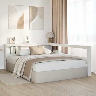 vidaXL Boekenkast Hoofdeinde L-vormig 160 cm massief grenenhout wit
