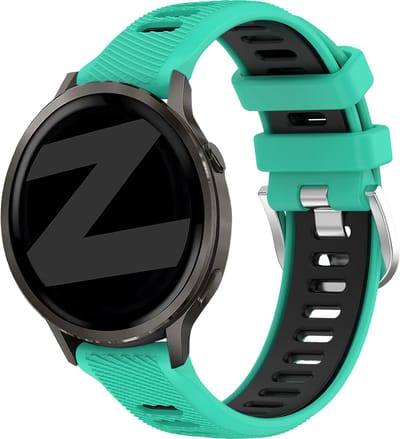 Bandz Sport bandje met gesp geschikt voor Garmin Vivoactive 4s / Vivomove 3s / Venu 4 - 41mm / Venu 3s / Venu 2s / Forerunner 265s / Forerunner 255s - Aqua/Zwart