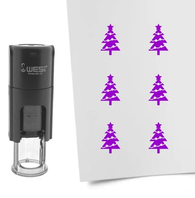 CombiCraft Stempel kerstboom 10mm rond paarse inkt - per 1 stuk